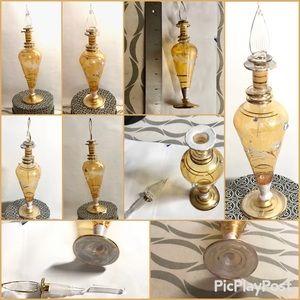 Egyptian Blown Glass Perfume Bottle Amber Gold etched